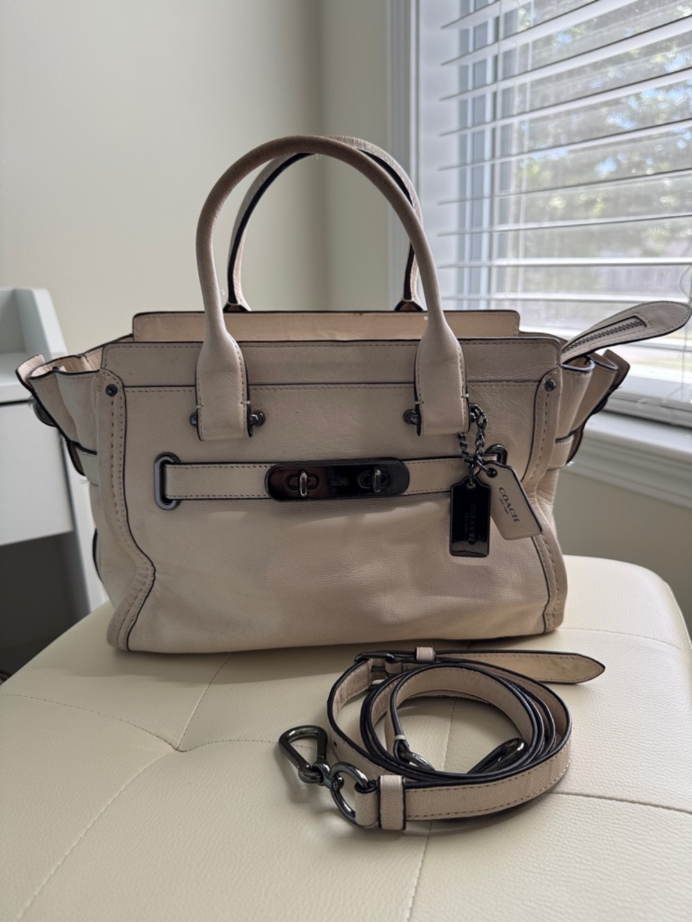 Coach Swagger Leather Satchel with Detachable Strap